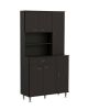 Modern Black Pantry Cabinet with Multiple Storage Shelves
