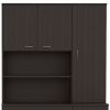 Modern Black Pantry Cabinet with Multiple Storage Shelves
