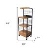 60" Black and Natural Mod Microwave Kitchen Cart
