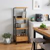 60" Black and Natural Mod Microwave Kitchen Cart