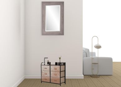 31" Brown Fabric and Metal Accent Chest With Two Shelves And Six Drawers