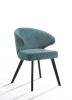 Set of Two Teal Blue And Black Upholstered Fabric Wing Back Dining Arm Chairs