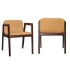 Set of Two Beige Modern Faux Leather Dining Chairs