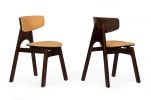 Set of Two Beige Faux Leather Modern Dining Chairs