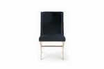 Black Velvet and Rose Gold Nailhead Modern Dining Chair
