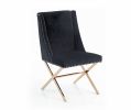 Black Velvet and Rose Gold Nailhead Modern Dining Chair