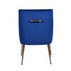 Set of Two Blue Gold Velvet Dining Chairs