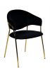 Set of Two Black Gold Velvet Modern Dining Chairs