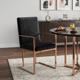 Black Rosegold Velvet Dining Chair