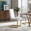 Set of Two White Gold Modern Dining Chairs