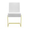 Set of Two White Gold Modern Dining Chairs