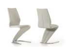 Set of Two Light Gray Faux Leather Modern Dining Chairs