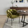 Moss Green Geo Velvet and Black Velvet Dining Chair