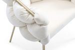 White Geo Velvet and Brushed Brass Velvet Dining Chair