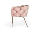Pink Geo Velvet and Brushed Brass Velvet Dining Chair
