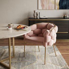 Pink Geo Velvet and Brushed Brass Velvet Dining Chair