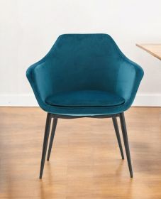 Teal and Black Velvet Dining or Side Chair