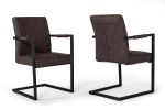 Set of Two Brown Faux Leather Dining Chairs