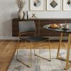 Set of Two Gray Gold Fabric Dining Chairs