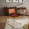 Set Of Two Salmon Upholstered Fabric Dining Chairs