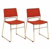 Set Of Two Salmon Upholstered Fabric Dining Chairs