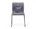 Set of Two Gray Velvet Dining Chairs