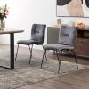 Set of Two Gray Velvet Dining Chairs