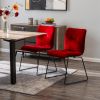Set of Two Red Velvet Dining Chairs