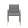 Gray Antique Brass Contemporary Dining Chair