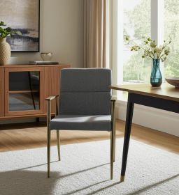 Gray Antique Brass Contemporary Dining Chair