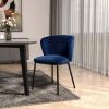 Set of Two Royal Blue Velvet and Black Modern Dining Chairss