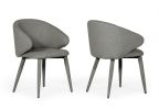 Set of Two Gray Fabric Wrapped Dining Chairs