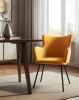 Yellow Curvy Velvet and Black Modern Dining Chair