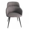 Gray and Black Linen Ergo Modern Dining Chair