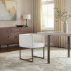 White Antique Velvet Brass Dining Chair