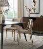Set of Two Beige Brass Contemporary Dining Chairs