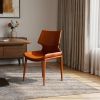 Set of Two Cognac Faux Leather Wrapped Dining Chairs