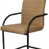Set of Two Tan Faux Leather Industrial Dining Chairs