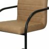 Set of Two Tan Faux Leather Industrial Dining Chairs