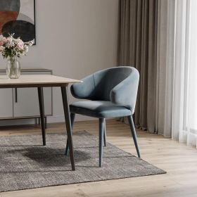 Blue Gray Fabric Wrapped Dining Chair