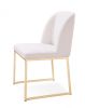 Set of Two White Gold  Faux Leather Fabric Dining Chairs