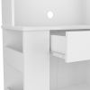 White Pantry Cabinet with Two Door Panels and Side Open Shelves