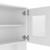 White Pantry Cabinet with Two Door Panels and Side Open Shelves
