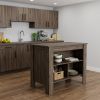 Brown Kitchen Island with Three Storage Shelves
