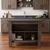 Dark Brown and Onyx Kitchen Island with Three Storage Shelves