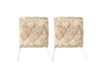 Set Of Two 17" X 17" Taupe Faux Fur Solid Color Dining Chair Pads