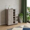 Light Gray Rolling Bar Cart With Wine Storage
