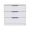 28" White Manufactured Wood Three Drawer Dresser