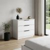 28" White Manufactured Wood Three Drawer Dresser