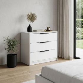 28" White Manufactured Wood Three Drawer Dresser